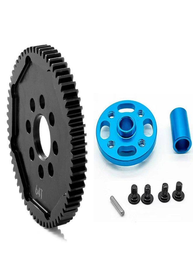 مجموعة تروس معدنية محفزة 64 سنًا لسيارات التحكم عن بعد من Qloi-LeUe، متوافقة مع Tamiya TAM54500 54500 RC TT02، مجموعة تروس عالية السرعة، 64 سنًا، قطع غيار مُحسّنة، أسود - Image 1